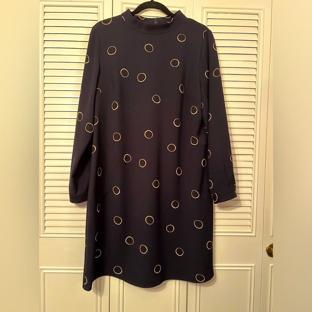 Boden Blue Sheath Dress with Mandarin Collar